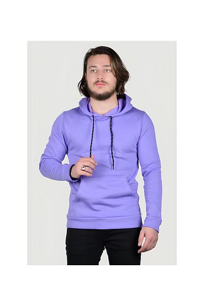 Lixera Hanorac sezonier unisex liliac cu glugă - șnur alb