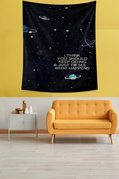 Pelangi Gezegenler Leke Tutmaz Kumaş Duvar Örtüsü Duvar Halısı Tapestry