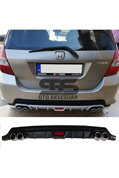 Furens Honda Jazz Difüzör Arka Tampon Eki 4 Egzoz Çıkışlı Siyah Tip