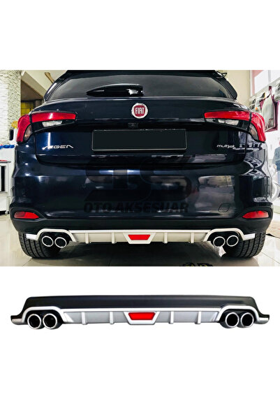 Furens Fiat Egea HB Difüzör Arka Tampon Eki 4 Egzoz Çıkışlı Gri Tip