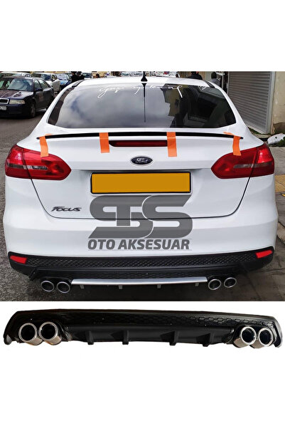 Furens Ford Focus 3 Difüzör Arka Tampon Eki 4 Egzoz Çıkışlı Siyah Lüx Tip