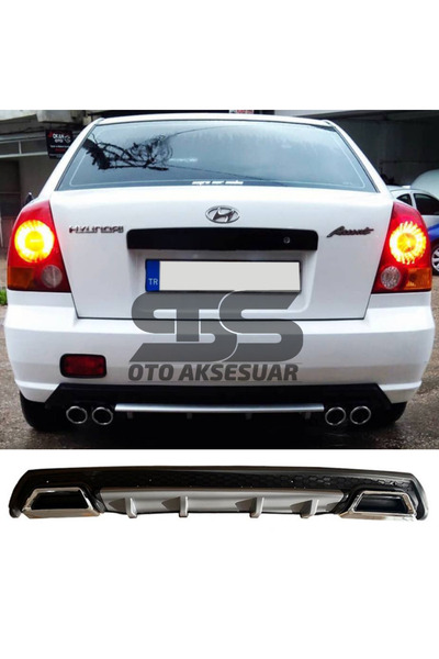 Furens Hyundai Accent Admire Difüzör Arka Tampon Eki 2 Egzoz Çıkışlı Gri Lüx Tip