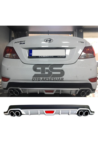 Furens Hyundai Accent Blue Difüzör Arka Tampon Eki 4 Egzoz Çıkışlı Gri Tip