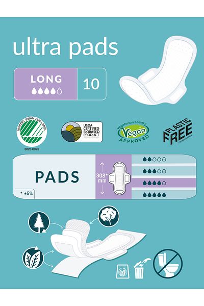 Natracare Ultra Winged Pad Long Night (10 Pieces) - Set of 2 - 20 Pieces Ultra Long Night Pad