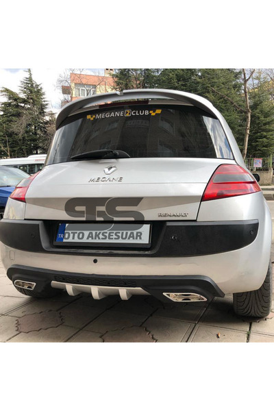Furens Renault Megane 2 HB Difüzör Arka Tampon Eki 2 Egzoz Çıkışlı Gri