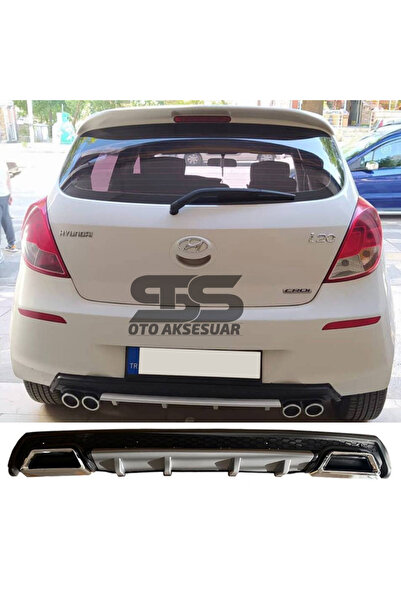 Furens Hyundai i20 Difüzör Arka Tampon Eki 2 Egzoz Çıkışlı Gri Lüx Tip