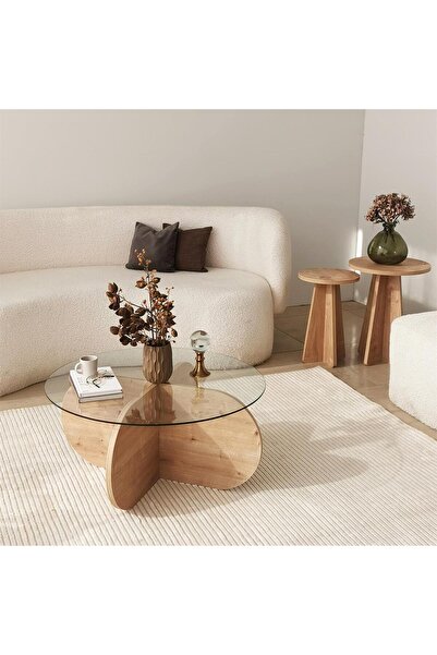 NEOstill -Bubble Cam Sehpa/Safir Meşe & Şeffaf Cam