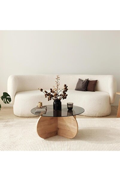 NEOstill -Bubble Cam Sehpa /Safir Meşe & Füme Cam