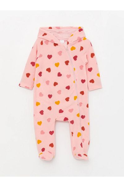 LC Waikiki LCW baby Hooded Long Sleeve Patterned Baby Girl Jumpsuit