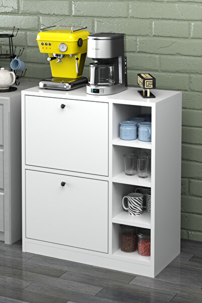 GOLDFALEZ Kahve Köşesi Mutfak Rafı Çok Amaçlı Dolap Mutfak Stand Mutfak Bango Beyaz