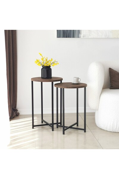 NEOstill - Neta Masif 2li Sehpa Seti/ceviz Renk