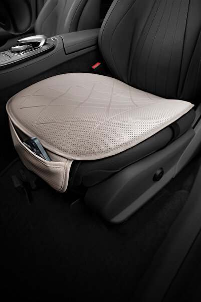 Otom Premium Front Seat Cushion High Quality Leather Extra Pocket Beige