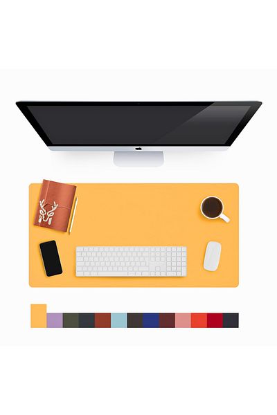 Modica Lindos Yellow Leather Mousepad - Large, Wide, for Laptop and Computer