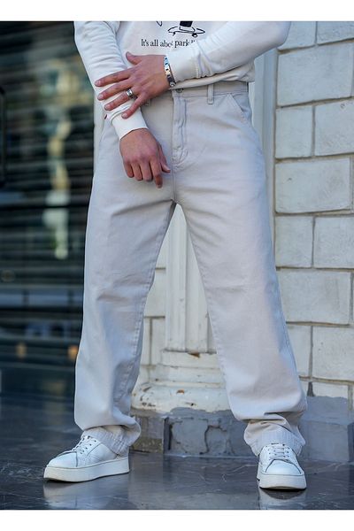 Tarz Cool Men's Gray Baggy Denim Trousers