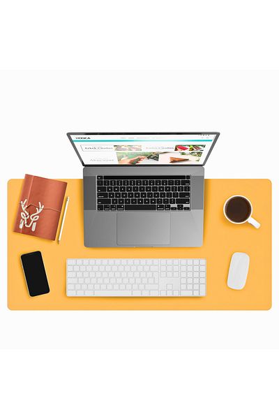 Modica Lindos Yellow Leather Mousepad - Large, Wide, for Laptop and Computer