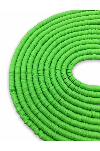 Hedef Bijuteri 6 مللي متر نيون اللون الأخضر بوليمر كلاي فيمو حبة سلسلة ، 40 س...