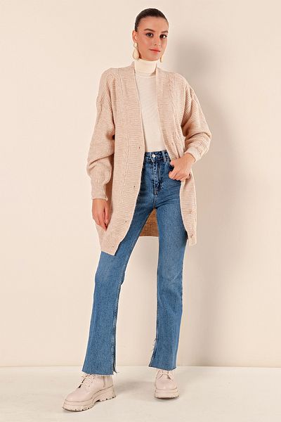 Bigdart 15768 Hijab Knitwear Cardigan - Cream