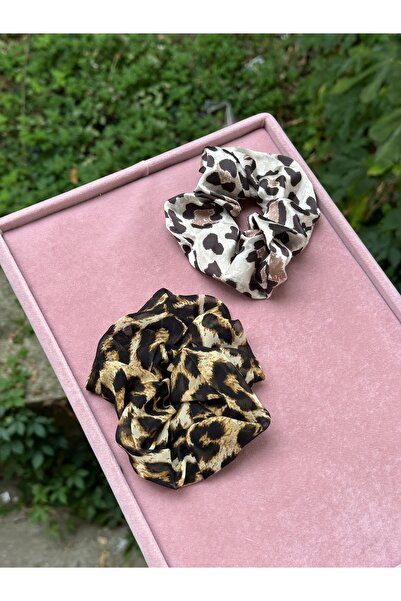 Şifon Kumaş Leopar Desenli Lastik Toka