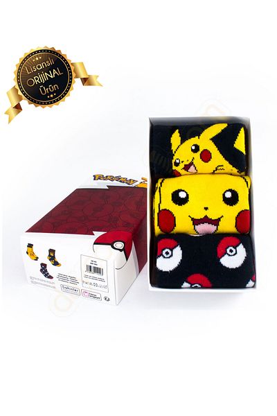 DAYCO Boxed Pikachu Patterned Licensed Original Pokemon Socks - 39-45 - Dl 15650201