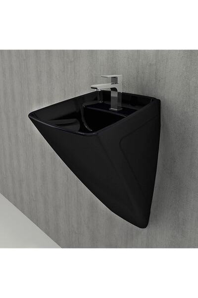 Bocchi Firenze Asma Monoblok Lavabo, 48 Cm, Parlak Siyah