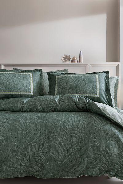 Yataş Mervin Oversize 100% Cotton Satin Duvet Cover Set - Sage