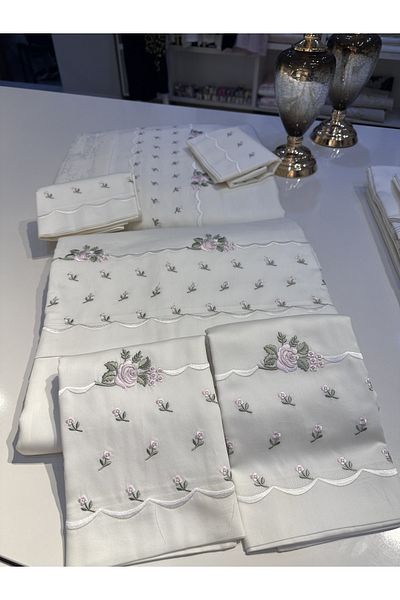 incisecrethome Our Embroidered Cotton Satin Pique and Duvet Cover Set is Composed of 7 Pieces