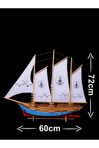 AYHAN KOTRA Bez Yelkenli, Ahşap Maket Gemi, Tekne Model El Yapımı Ev, Ofis He...