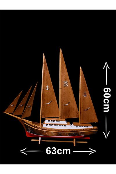 AYHAN KOTRA Ship Model with Sailboats from Wooden Ship Walnut Tree Office Gift