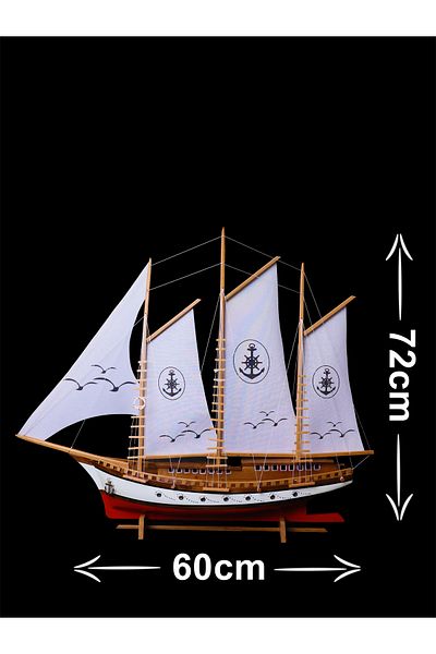 AYHAN KOTRA Cloth Sailboat, Wooden Model Ship, Boat Model Gift Box Handmade Home, Office Gift and Accessory