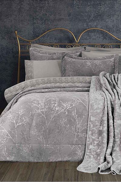 Özdilek Gray Dowry Set - 16 Pieces Branch