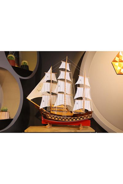 AYHAN KOTRA Cloth Sailboat, Wooden Model Ship, Boat Model Gift Box Handmade Home, Office Gift and Accessory