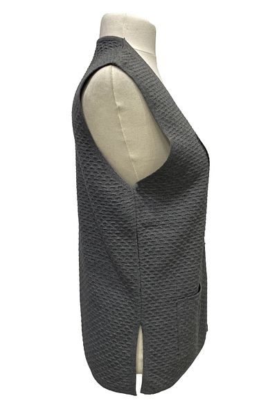 Giyinen Mağazaları Gray Ferda Front Buttoned Double Pocket Knitted Vest with Side Slits