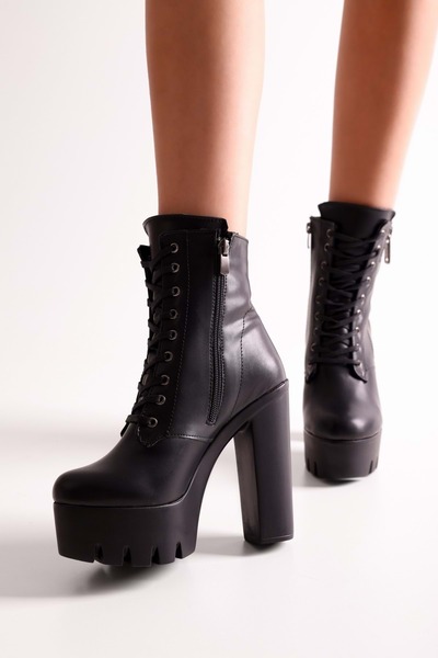 Shoeberry Dámské boty na vysokém podpatku Audrey Black Skin Black Skin