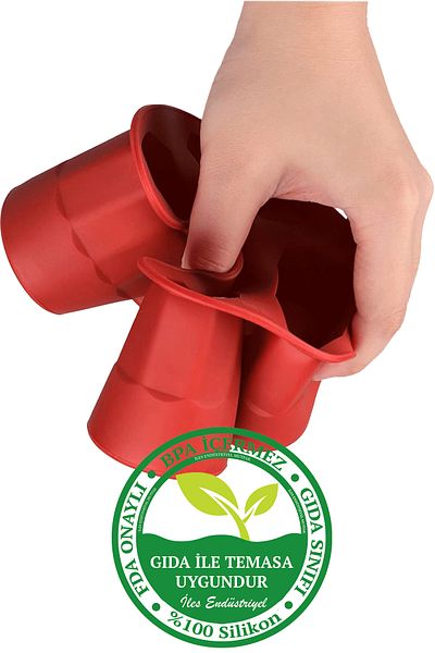 Gurme Chef Shot Glass 4-Piece Xxl Large Size Ice Mold, Silicone, Red