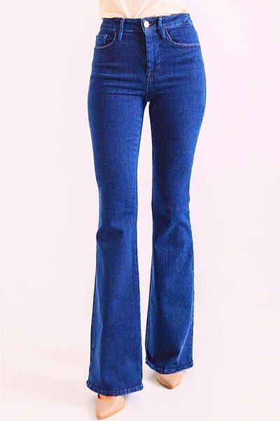 LİMABEL Blugi Flare Leg (LYCRALI) Blue Flare Leg Colorfast Albastru închis