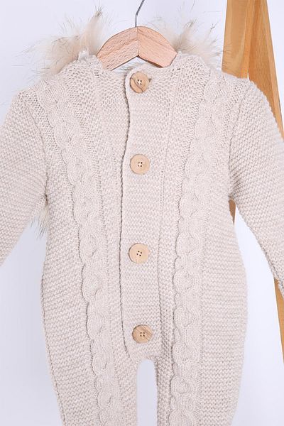 Babyhola Thick Knitwear Inside Velsoft Jumpsuit Girl Boy Baby Kids Hooded Winter Outer Jumpsuit