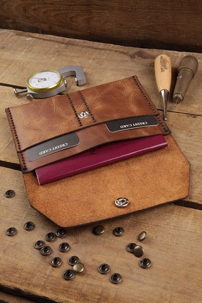 New Coast Leather 1900's Ръчно изработен унисекс портфейл за паспорт от естествена кожа