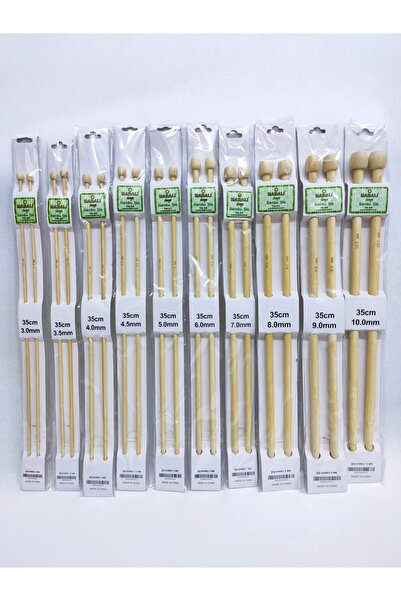 ATMACA TUHAFİYE Yabalı Bambu Şiş 10 Çift Tam Set 3-3,5-4-4,5-5-6-7-8-9-10 Numara