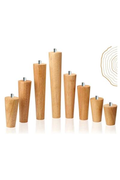 FTHome Ahşap Konik Ayak - Uzunluk: 10 Cm- Çap:5.5 Cm