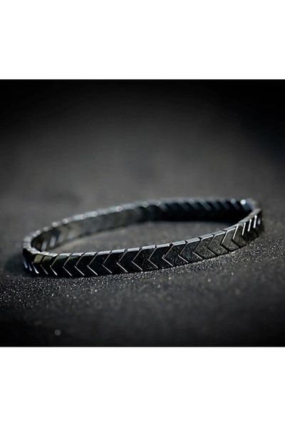 Mıçı Hematite Stone Men's Bracelet Sergeant arrow Bracelet