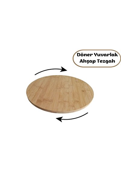 PATİKA Ev Ahşap Sunum Tahtası Döner Stand, Dönebilen Pasta Standı, Dönen Yuva...