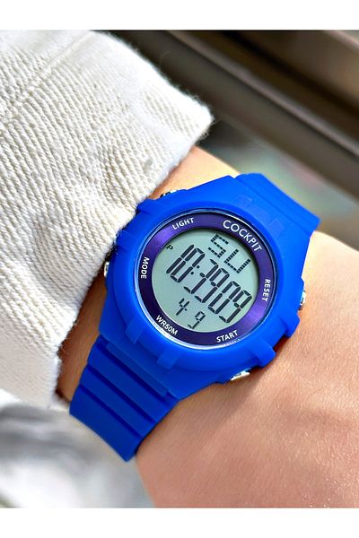 Cockpit Digital Women's Wristwatch with Silicone Strap 5 ATM Waterproof Alarm and Luminous Stopwatch
