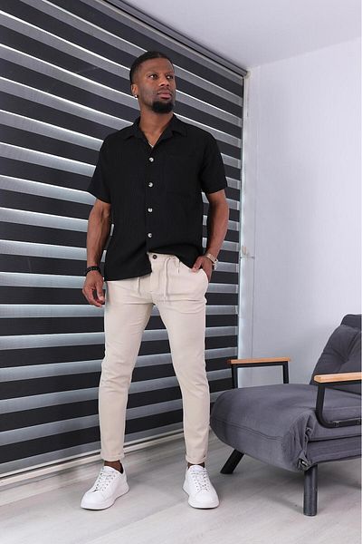 JACK CAPRİO Ανδρικό παντελόνι Jogger New Season - Διπλό πλισέ, ελαστική μέση, κορδόνι