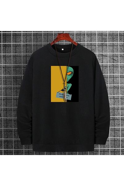 MAGORS Hanorac cu personalitate unisex cu gât crew ridicat și imprimat
