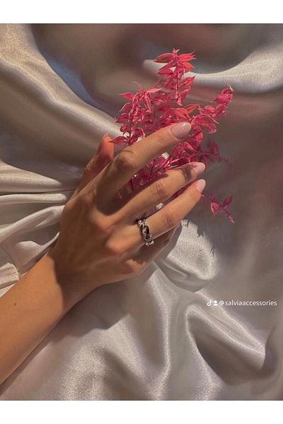 SalviaAccessories حلقة فضية رفيعة من الفولاذ الحلزوني