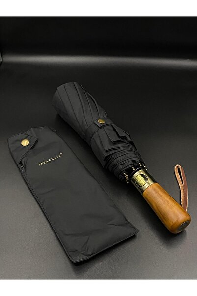 Bosile Fiber Şemsiye Çift Katlı Rüzgara Dayanıklı Ahşap Saplı