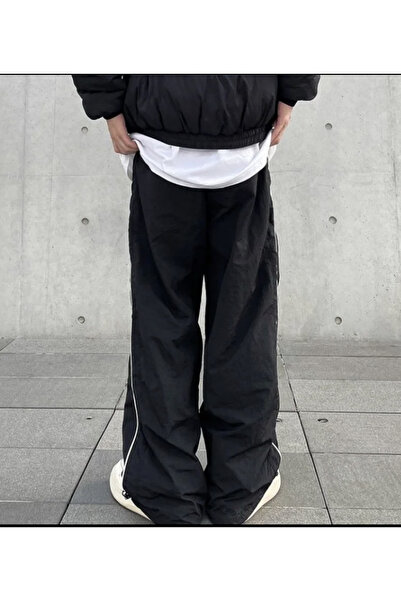 DEEFWEAR Y2k STRIP DETAIL UNISEX PARACHUTE TRACK PANTS / TROUSERS