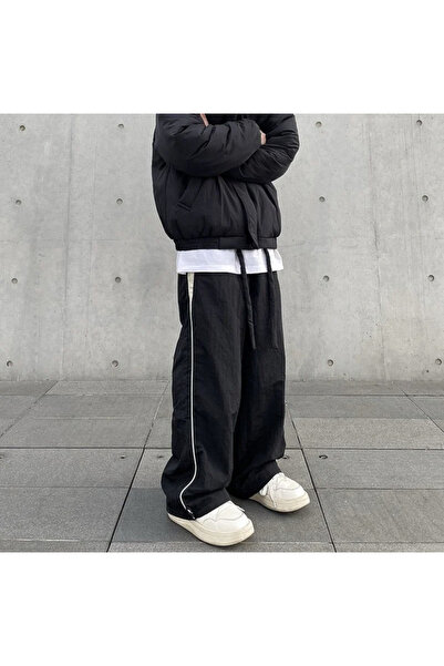 DEEFWEAR Y2k STRIP DETAIL UNISEX PARACHUTE TRACK PANTS / TROUSERS
