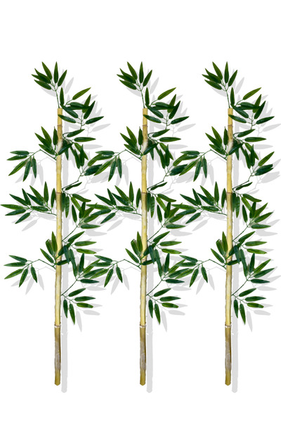 Cihan Çiçekçilik Yapay Yoğun Yapraklı 120 Cm 3 Adet Dekoratif Bambu Çubuğu Is...