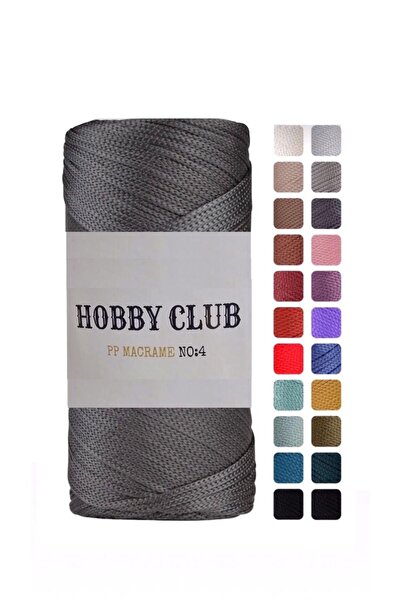 hobby club 5 Adet Premium 200 gr Polyester Makrome Ipi Gri 2 Mm - 230 M Supla Ip Ve Çanta Ipliği